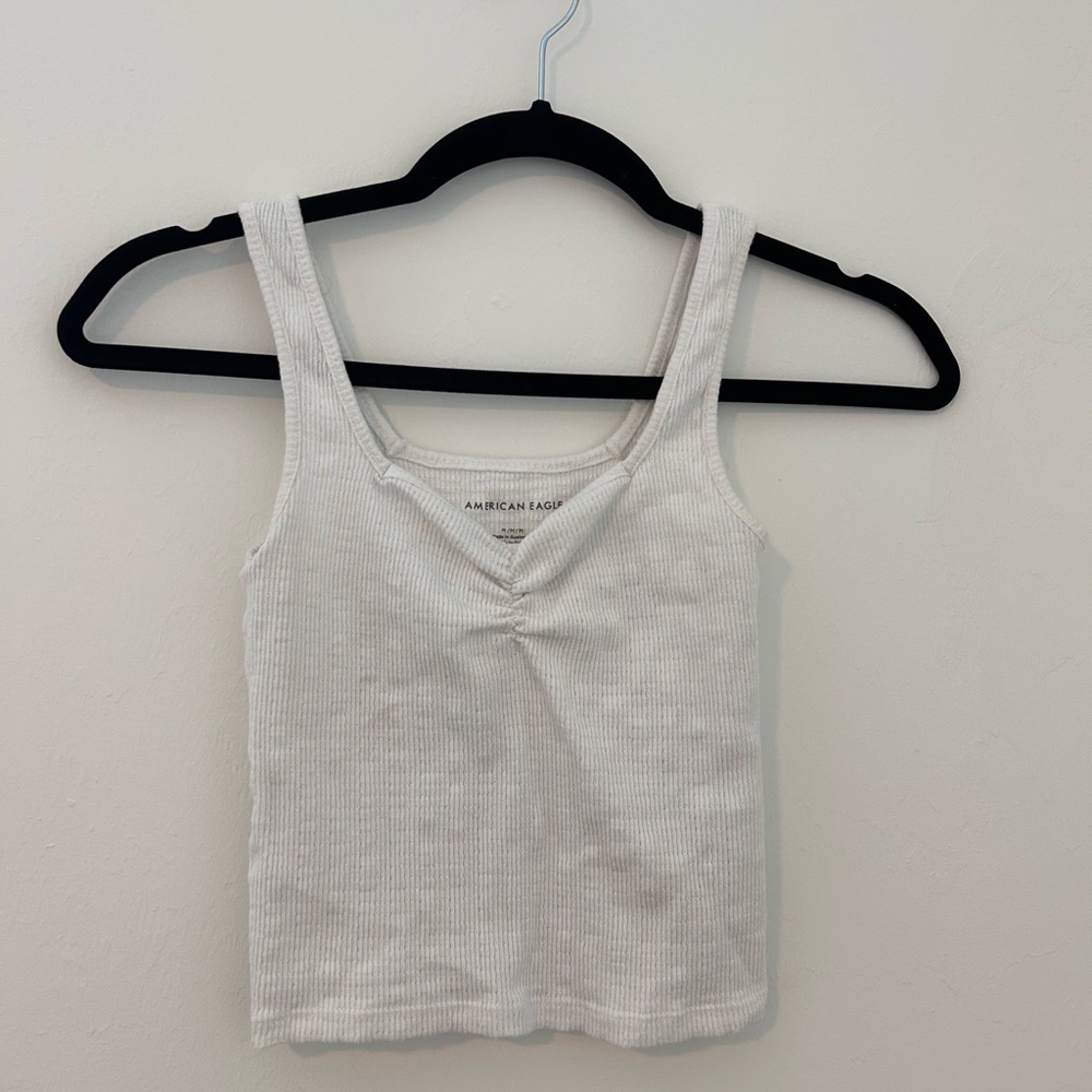 American Eagle Outfitters Cream Ribbed Tank Top